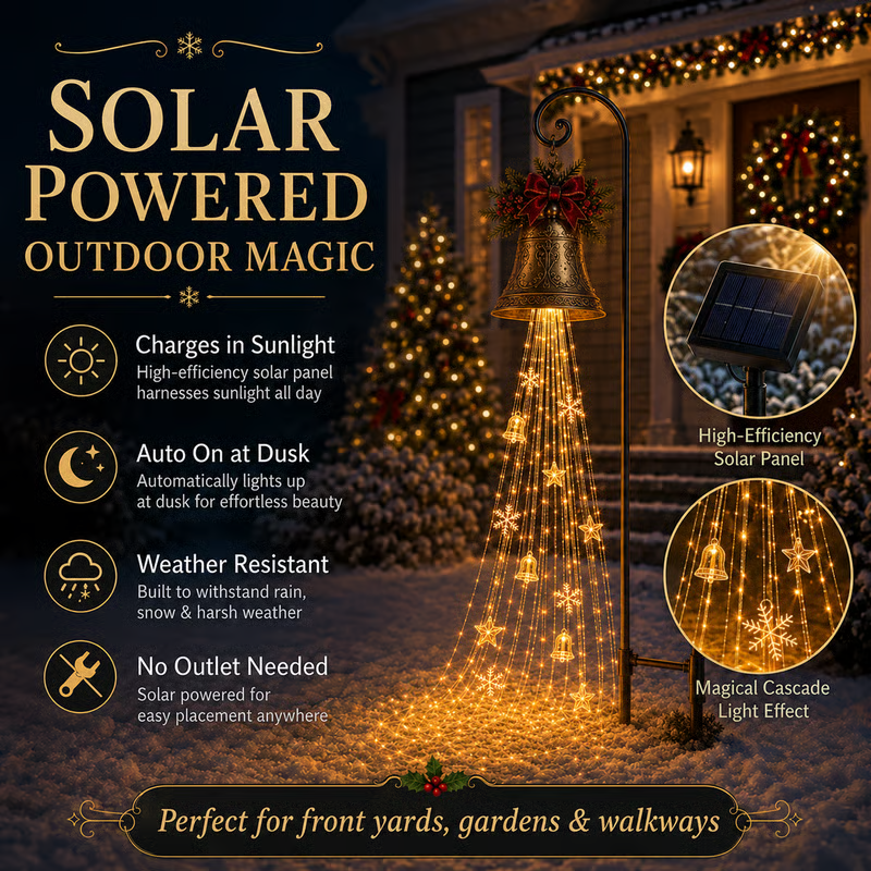 🔥Hot Sale 40% OFF🎄 Christmas Bell Cascade Solar Yard Light✨
