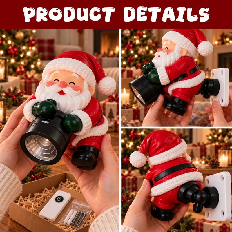 Santa projector placement and remote control shown