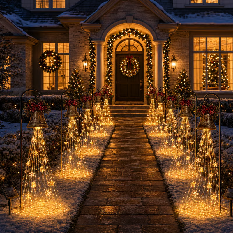 🔥Hot Sale 40% OFF🎄 Christmas Bell Cascade Solar Yard Light✨