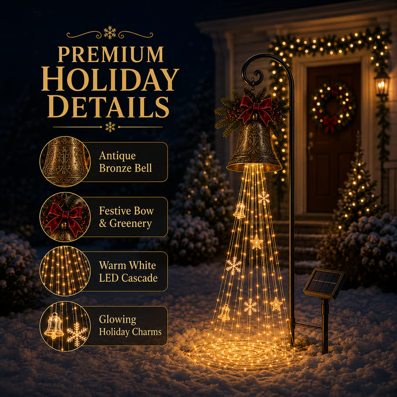 🔥Hot Sale 40% OFF🎄 Christmas Bell Cascade Solar Yard Light✨