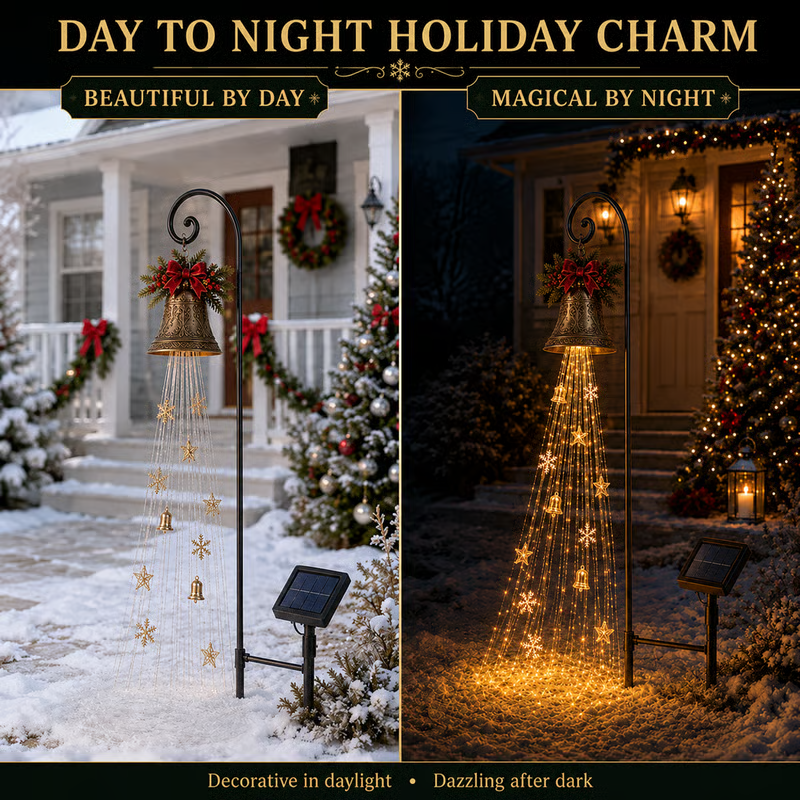 🔥Hot Sale 40% OFF🎄 Christmas Bell Cascade Solar Yard Light✨