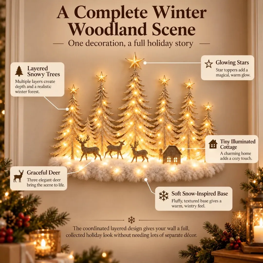 🌲 Step Into an Enchanted Winter Grove: Lighted Christmas Woodland Forest Wall Decor