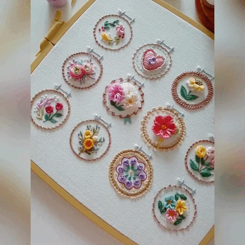 Small Flower Frame Embroidery Kit-Festivesl