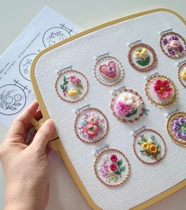 Small Flower Frame Embroidery Kit-Festivesl