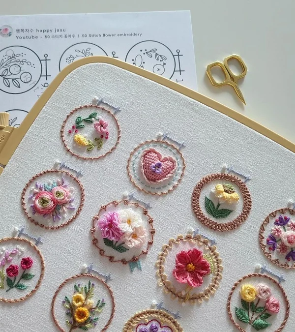 Small Flower Frame Embroidery Kit-Festivesl