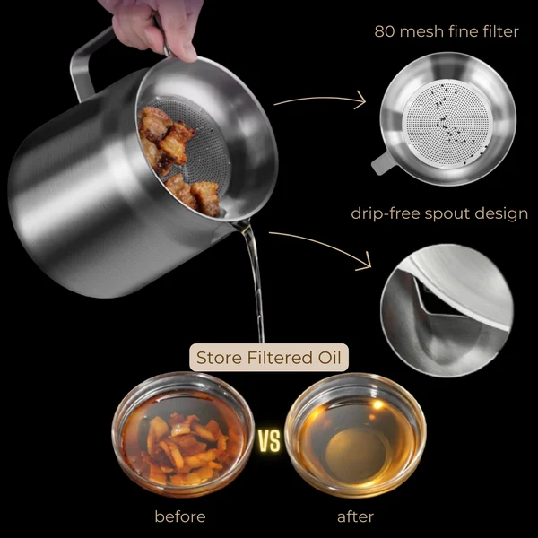 2-in-1 304 Stainless Steel Multifunctional Oil Strainer Pot-Festivesl