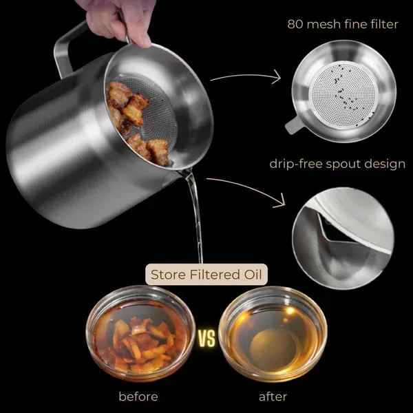 2-in-1 304 Stainless Steel Multifunctional Oil Strainer Pot-Festivesl