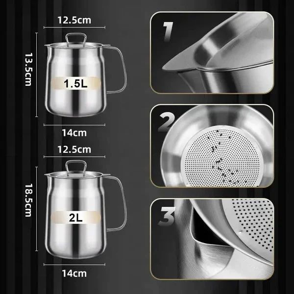 2-in-1 304 Stainless Steel Multifunctional Oil Strainer Pot-Festivesl