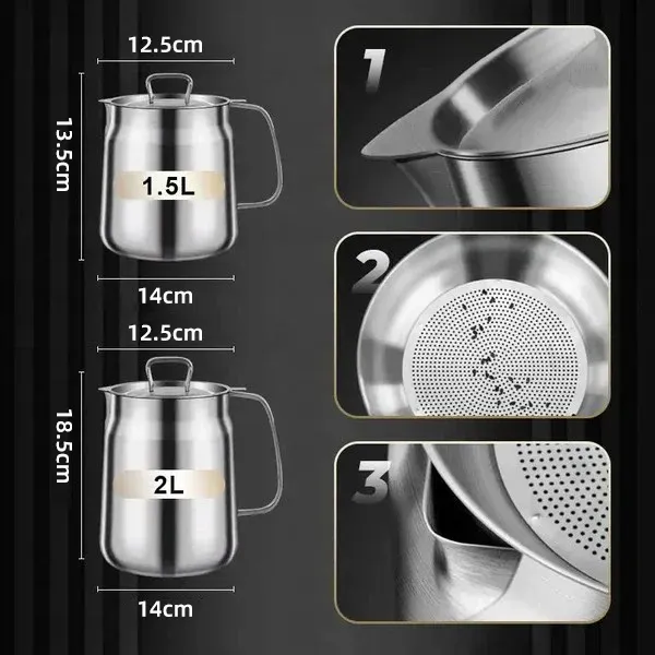 2-in-1 304 Stainless Steel Multifunctional Oil Strainer Pot-Festivesl