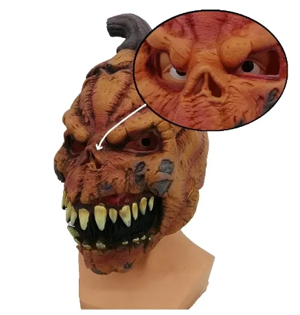 🔥Hot Sale 49% OFF 🎃 💥 Pumpkin Mask Halloween Horror Latex Pumpkin Dress Up