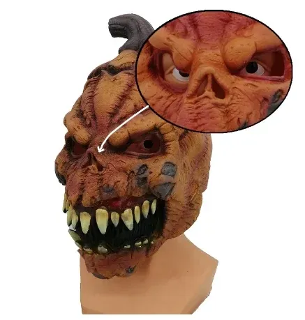 🔥Hot Sale 49% OFF 🎃 💥 Pumpkin Mask Halloween Horror Latex Pumpkin Dress Up