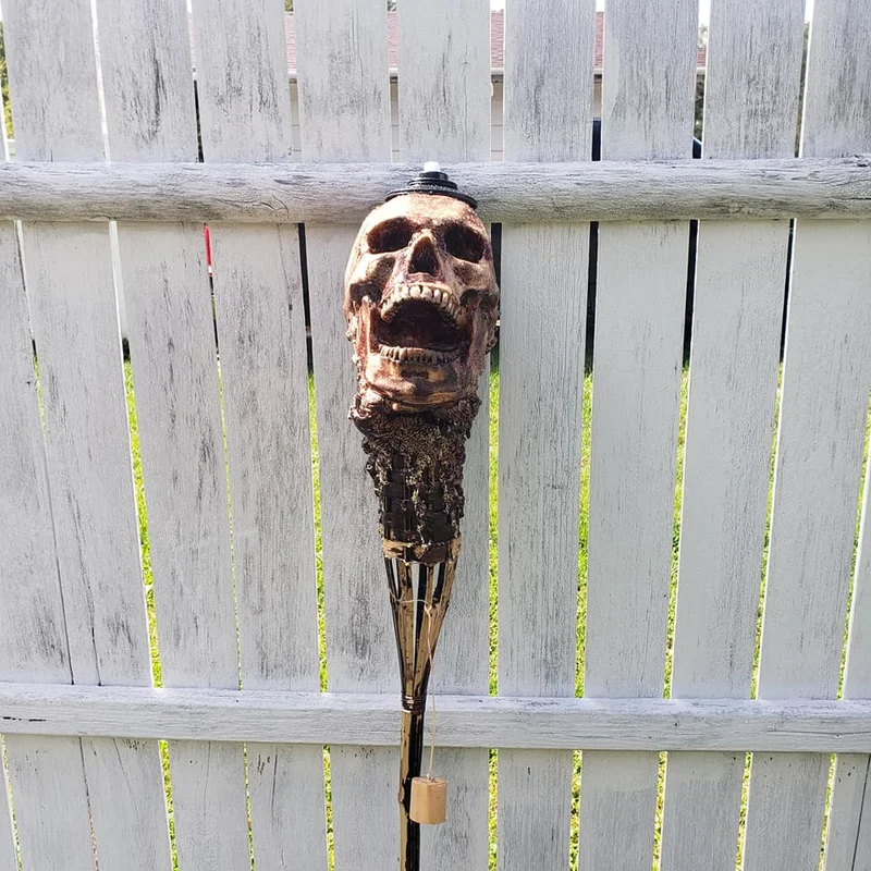 🎃Pre-Halloween promotion 💀Handmade Skull Tiki Torch