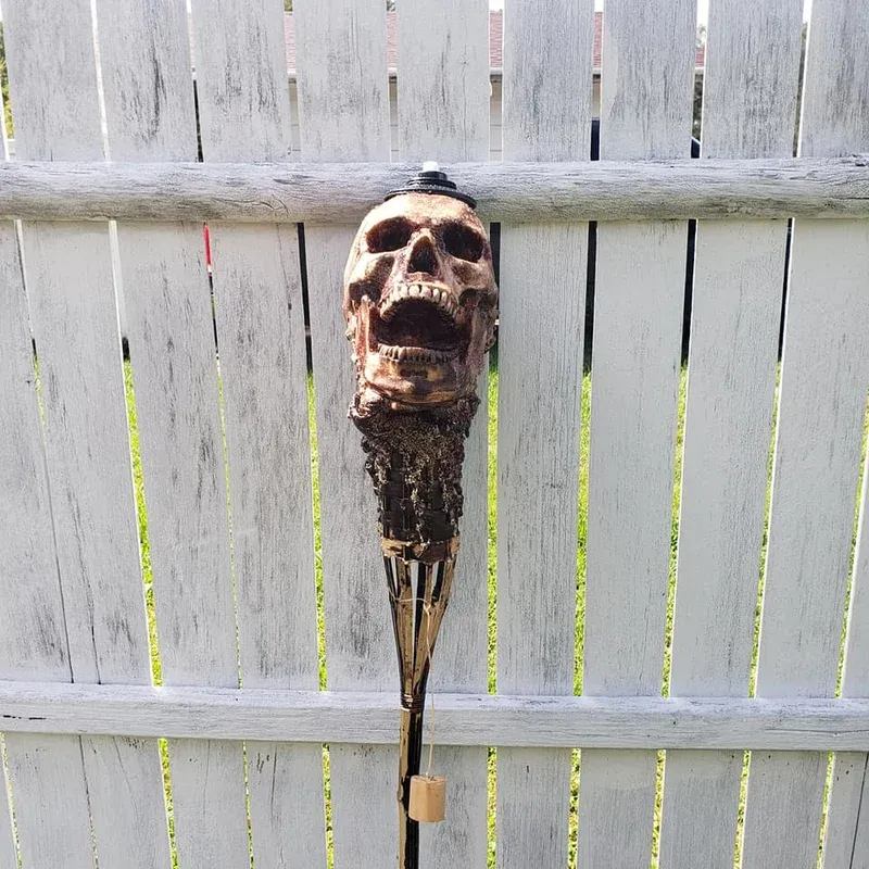 🎃Pre-Halloween promotion 💀Handmade Skull Tiki Torch