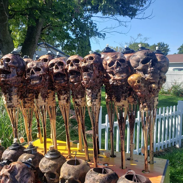 🎃Pre-Halloween promotion 💀Handmade Skull Tiki Torch