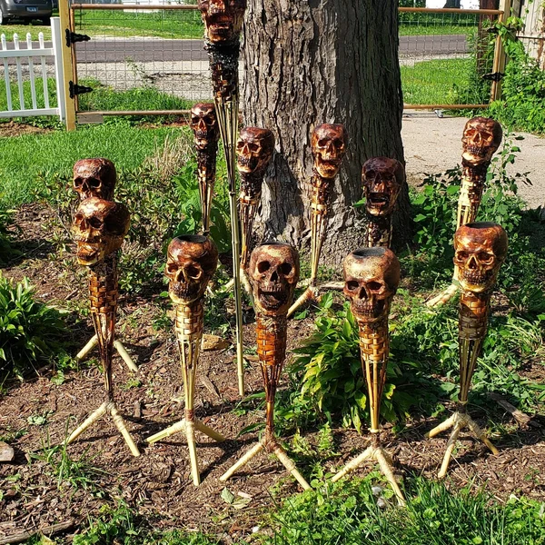 🎃Pre-Halloween promotion 💀Handmade Skull Tiki Torch