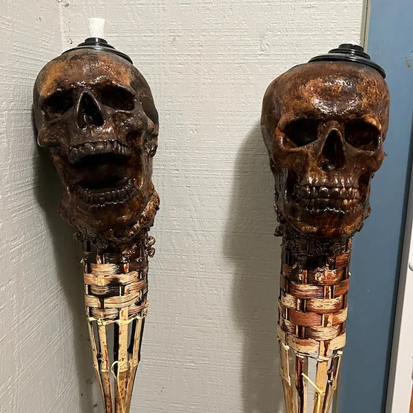 🎃Pre-Halloween promotion 💀Handmade Skull Tiki Torch