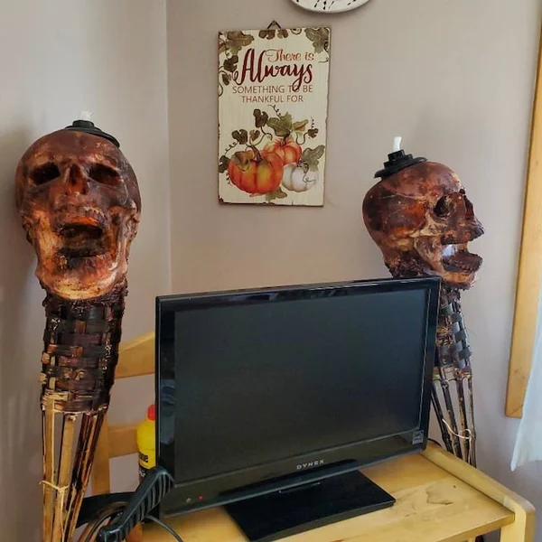 🎃Pre-Halloween promotion 💀Handmade Skull Tiki Torch