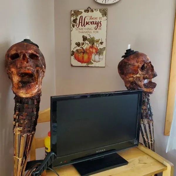 🎃Pre-Halloween promotion 💀Handmade Skull Tiki Torch
