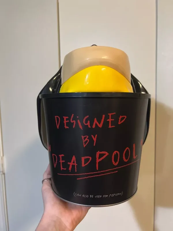 2024 Deadpool And Wolverine Tin Popcorn Bucket In Hand and Topper Cup