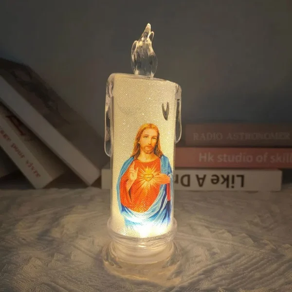 🕯️🕯️LED prayer flameless candles, Jesus saints religious decoration,