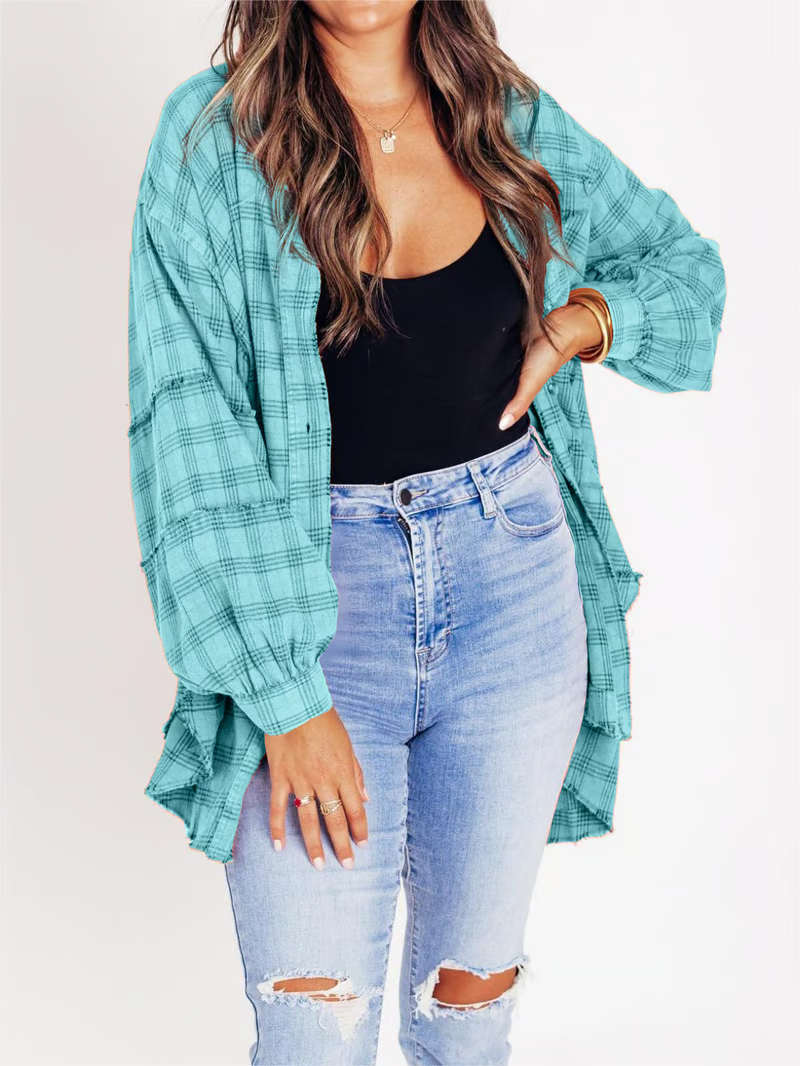 Last two hours 49%OFF🔥Women's Seams Raw Edge Washed Oversized Shirt Jacket with Pockets（BUY 2 FREE SHIPPING）-Festivesl