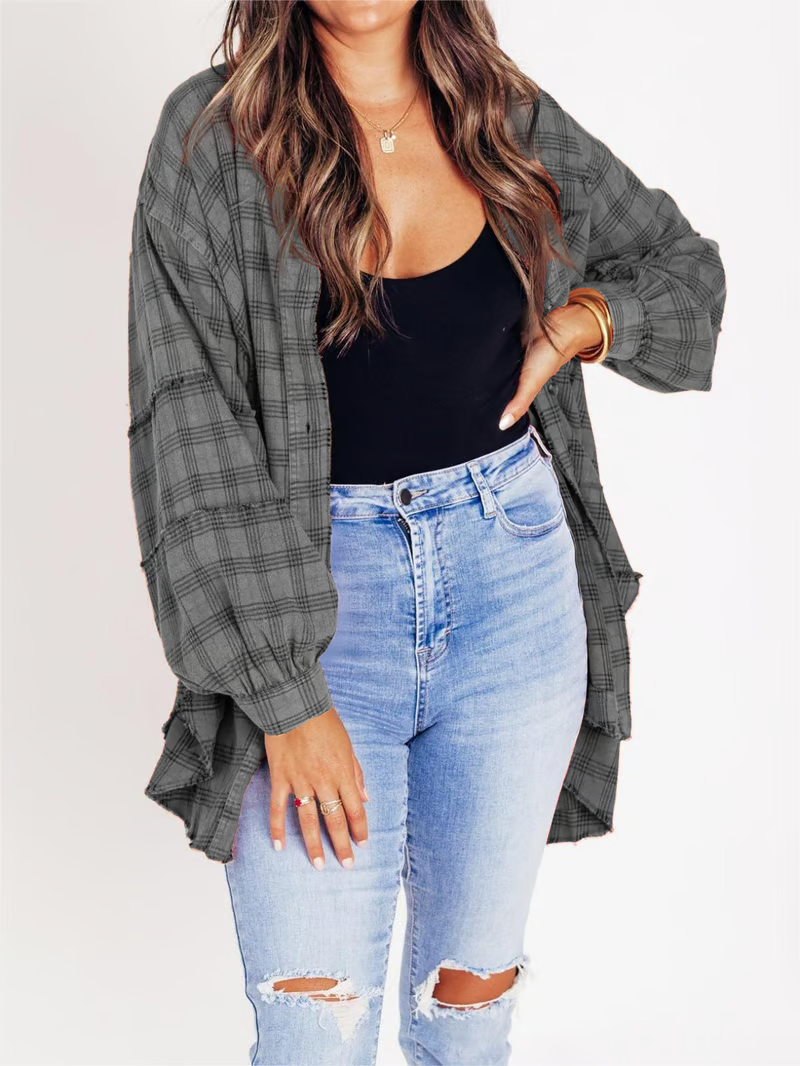 Last two hours 49%OFF🔥Women's Seams Raw Edge Washed Oversized Shirt Jacket with Pockets（BUY 2 FREE SHIPPING）-Festivesl