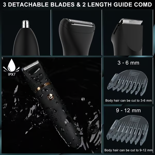 💥LAST DAY SALE 49% OFF💥 3 in 1 Electric Body Hair Trimmer for Men，Cordless Groin Hair Clipper for Men, Waterproof Electric Shaver (Buy 2 Free Shipping )-Festivesl