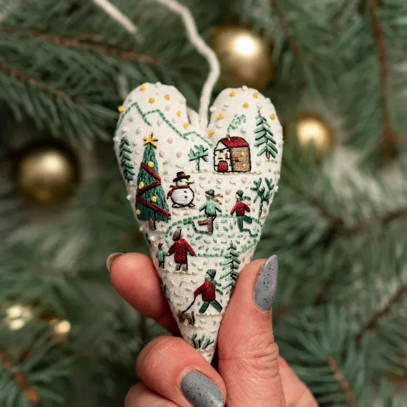 2025 Christmas Carnival Eve Sale 49% Discount-DIY Heart Shaped Hand Embroidered Christmas Ornament Kit-Festivesl