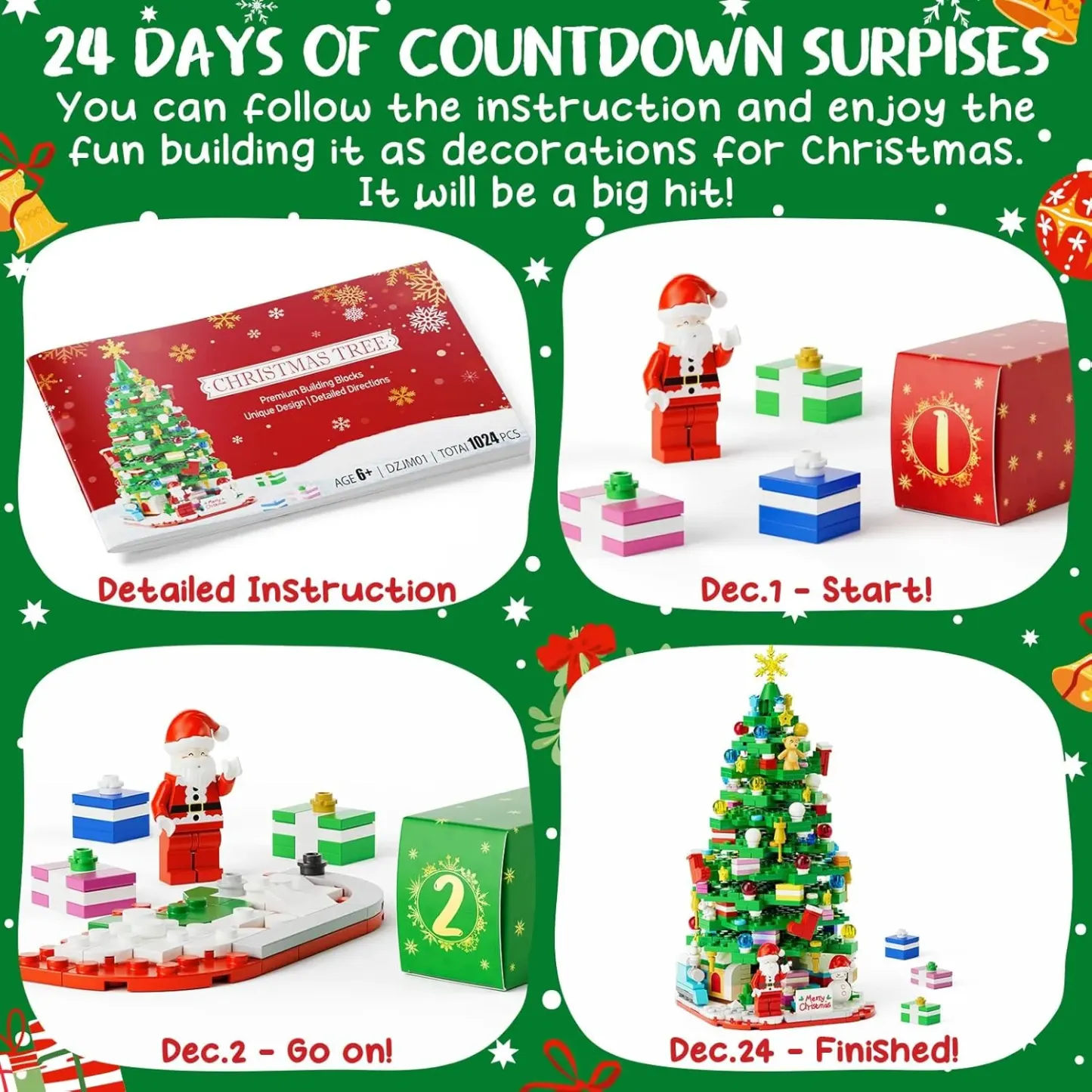 🌻2024 Advent Calendar 24 Days Sunflower Bouquet Building Blocks🌲