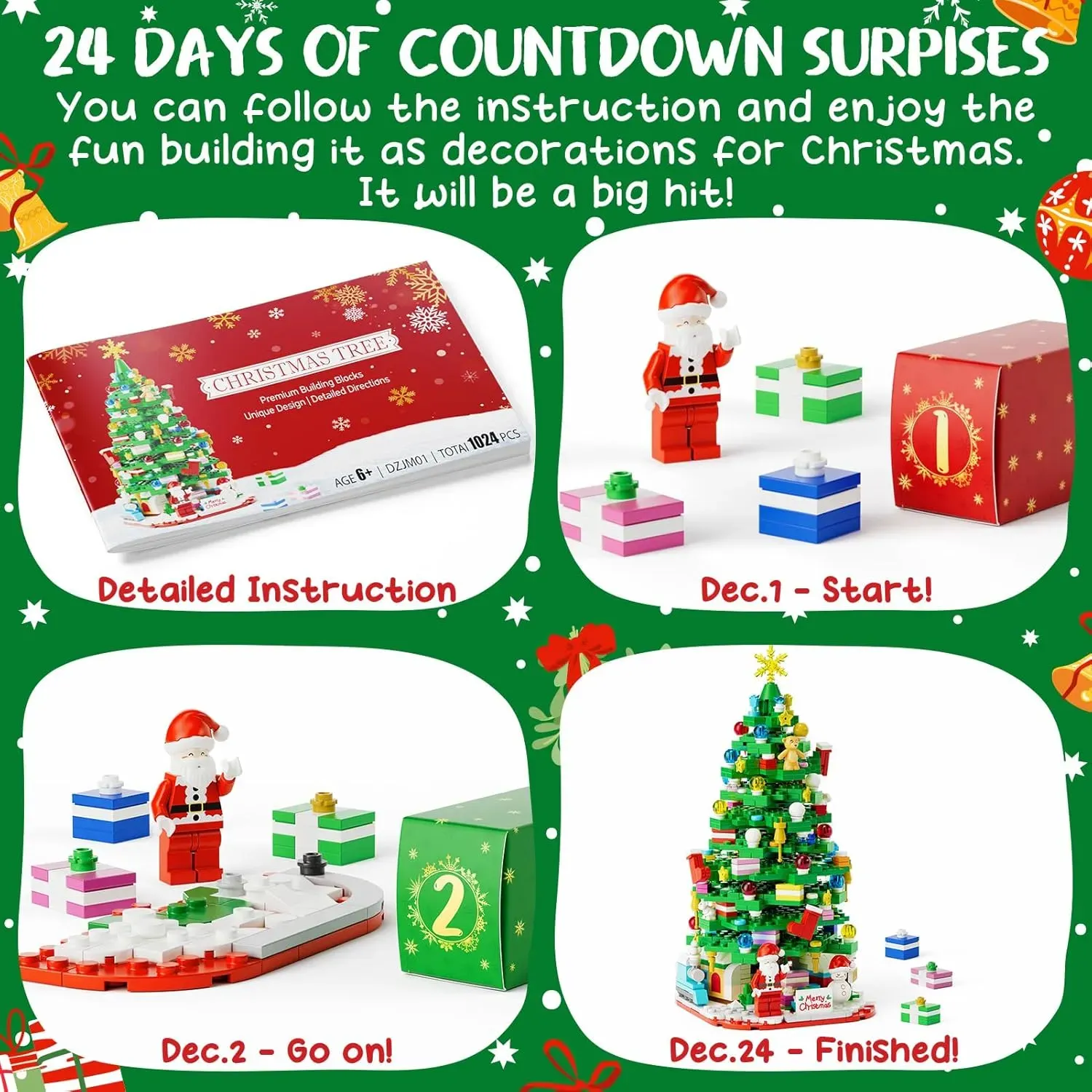 🌻2024 Advent Calendar 24 Days Sunflower Bouquet Building Blocks🌲