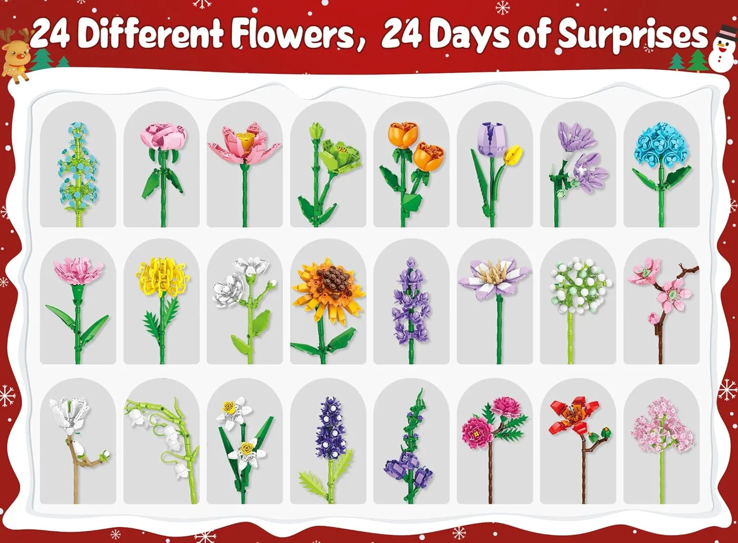 🌻2024 Advent Calendar 24 Days Sunflower Bouquet Building Blocks🌲