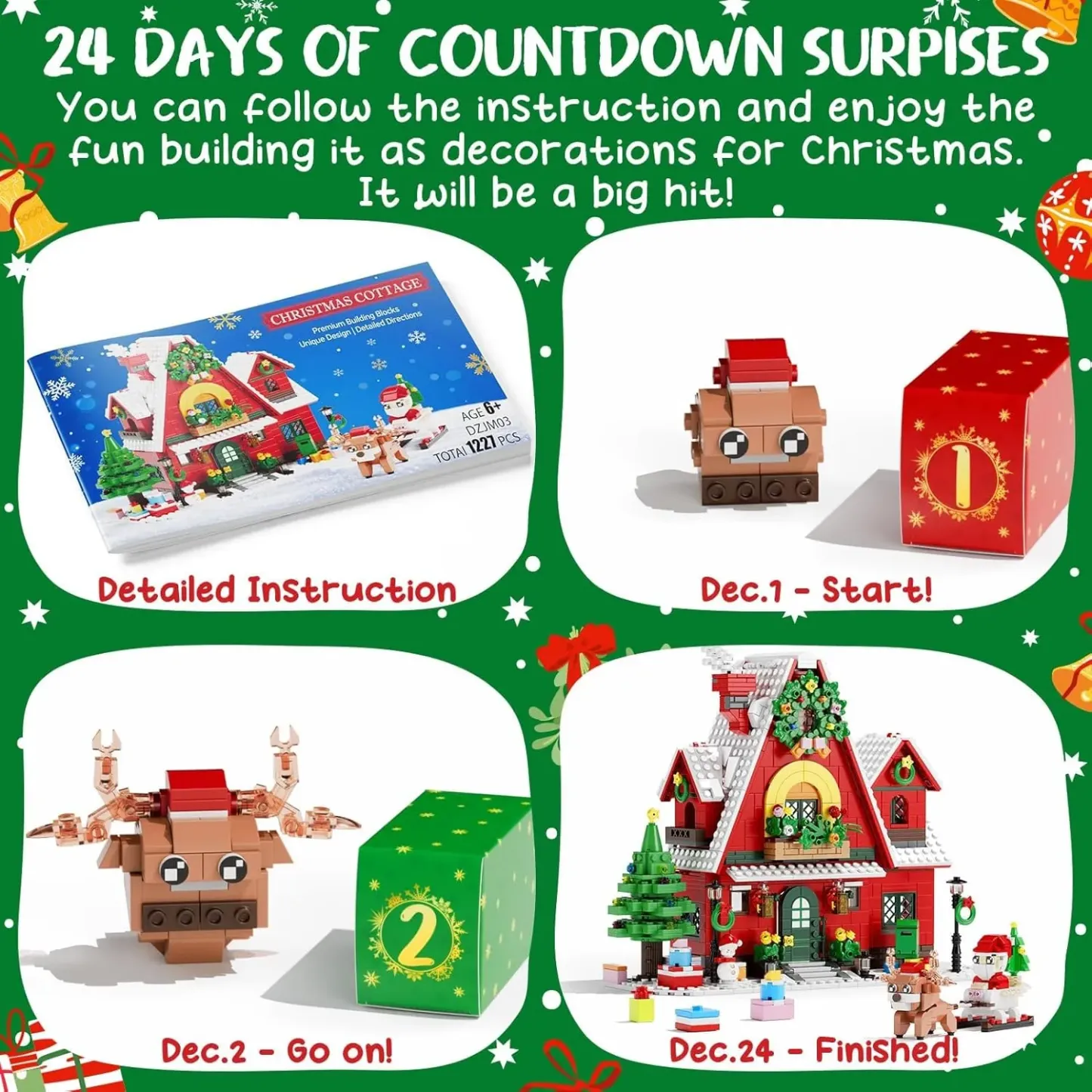 🌻2024 Advent Calendar 24 Days Sunflower Bouquet Building Blocks🌲