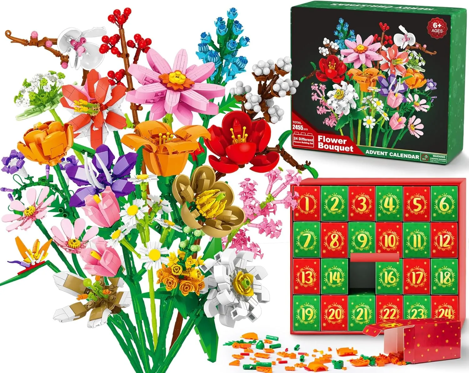 🌻2024 Advent Calendar 24 Days Sunflower Bouquet Building Blocks🌲