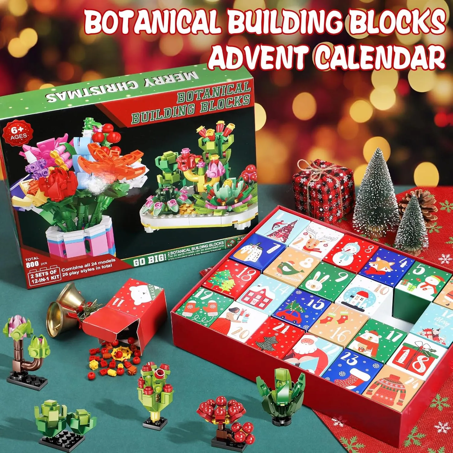 🌻2024 Advent Calendar 24 Days Sunflower Bouquet Building Blocks🌲