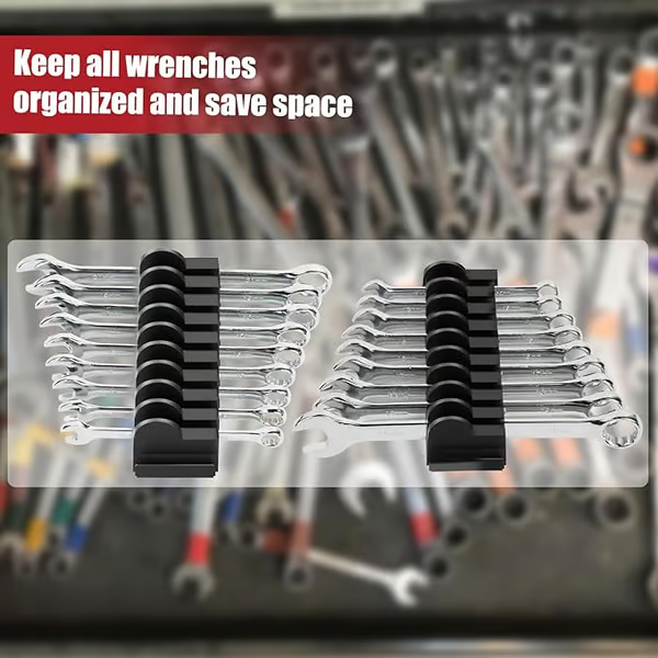 🔧 Adjustable Modular Magnetic Wrench Organizer for Tool Drawers - 🧲 Metric & SAE Labeled, Perfect Magnetic Tool Storage Rack ⚙️-Festivesl