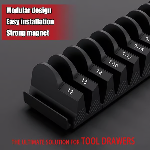 🔧 Adjustable Modular Magnetic Wrench Organizer for Tool Drawers - 🧲 Metric & SAE Labeled, Perfect Magnetic Tool Storage Rack ⚙️-Festivesl