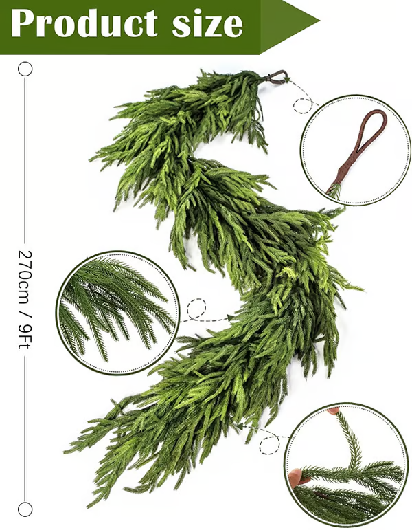 🌲Natural Christmas Greenery - Real Touch Norfolk Pine Garland