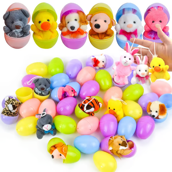 Prefilled Easter Eggs, Filled with Plush Animal Toys