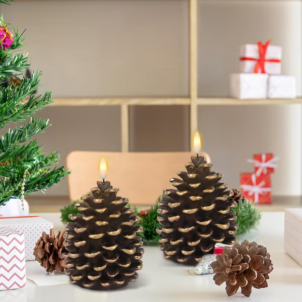 🎅2024 Christmas Promos🔥Flameless Pinecone Candles Battery Operated