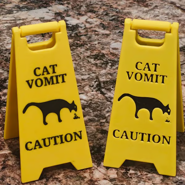 Caution Sign: Cat Vomit Edition ⚠️🐾