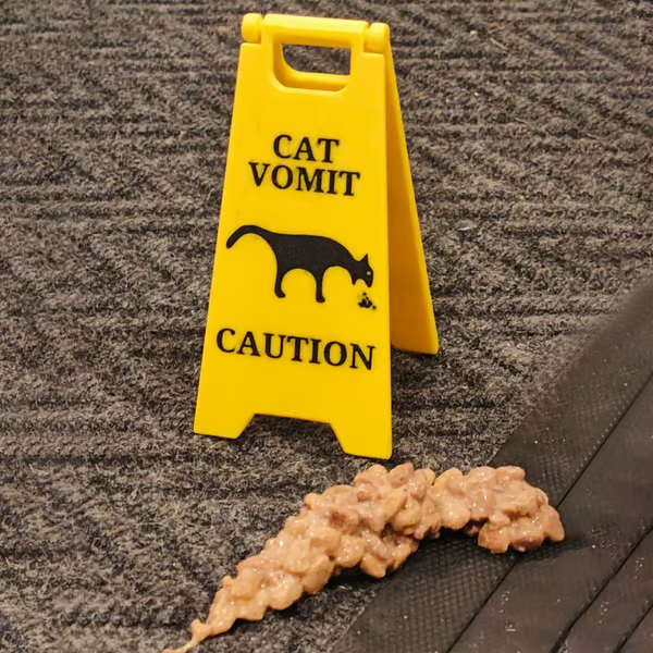 Caution Sign: Cat Vomit Edition ⚠️🐾