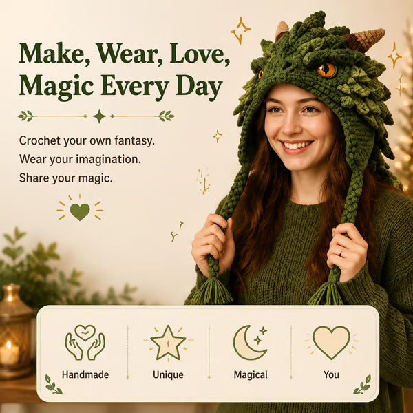 🔥LAST DAY 50% OFF - 🧵Fantasy Hood Hat DIY Crochet Kit – Create Your Own Magical Wearable Character Hat🎁Beginner Friendly-Festivesl