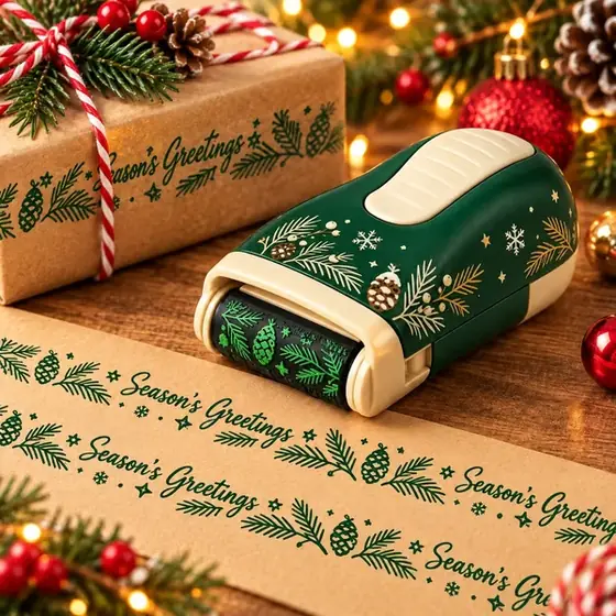 Pine greetings Christmas roller stamp design