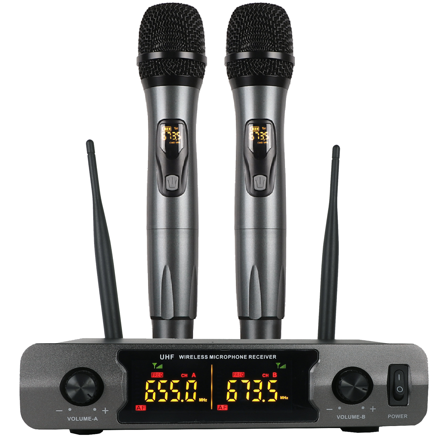 Wireless Microphone,Metal Dual Professional UHF Cordless Dynamic Mic Handheld Microphone System for Home Karaoke, Meeting, Party, Church, DJ, Wedding, Home KTV Set, 200ft(TW-820)-OXIMETERBUY