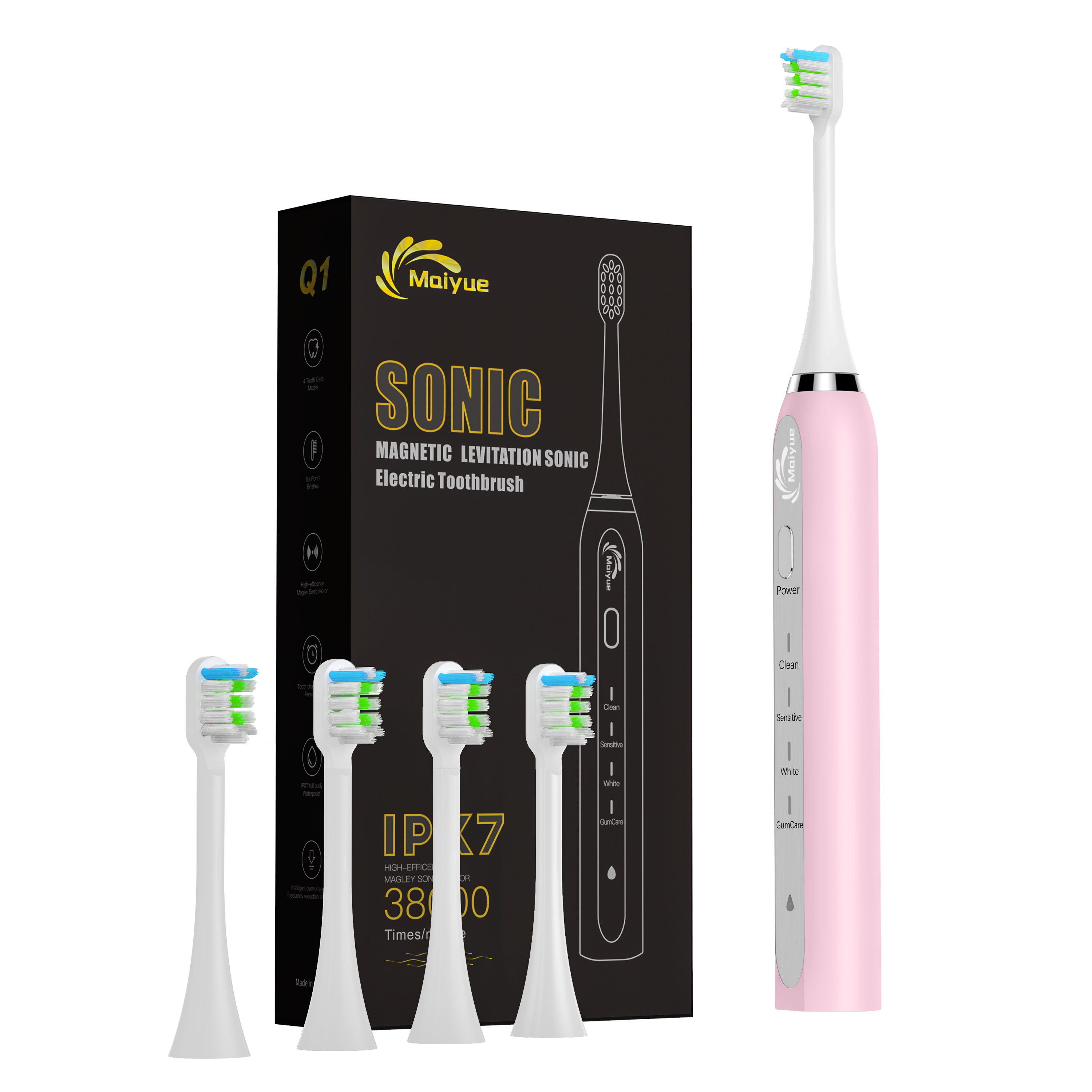 Electric toothbrush with 4 different modes / Clean teeth like at the dentist / With 2 minute timer and 8 different heads / Long battery life-OXIMETERBUY