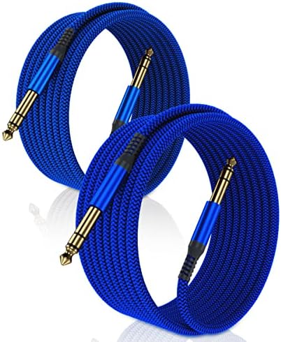 1/4 Inch TRS Instrument Cable 10ft 2-Pack,Straight 6.35mm Male Jack Stereo Audio Interconnect Cord,6.35 mm Balanced Line for Electric Guitar,Bass,Keyboard,Mixer,Amplifier,Amp,Speaker,Equalizer-OXIMETERBUY