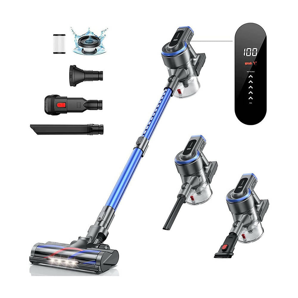 Cordless Vacuum Cleaner With Powerful Suction / Bagless Vacuum Cleaner For Hard Floors and Carpets / Up to 55 Minutes Run Time / 400W-OXIMETERBUY