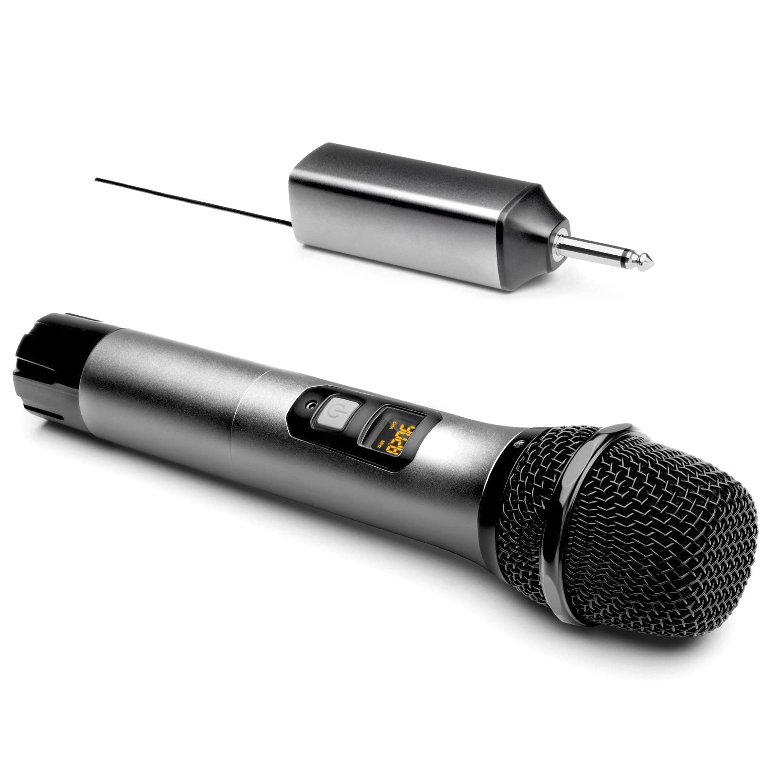 Wireless Microphone, UHF Metal Cordless Handheld Mic System with Rechargeable Receiver, for Karaoke, Singing, Party, Wedding, DJ, Speech, 200ft (TW620), Grey-OXIMETERBUY