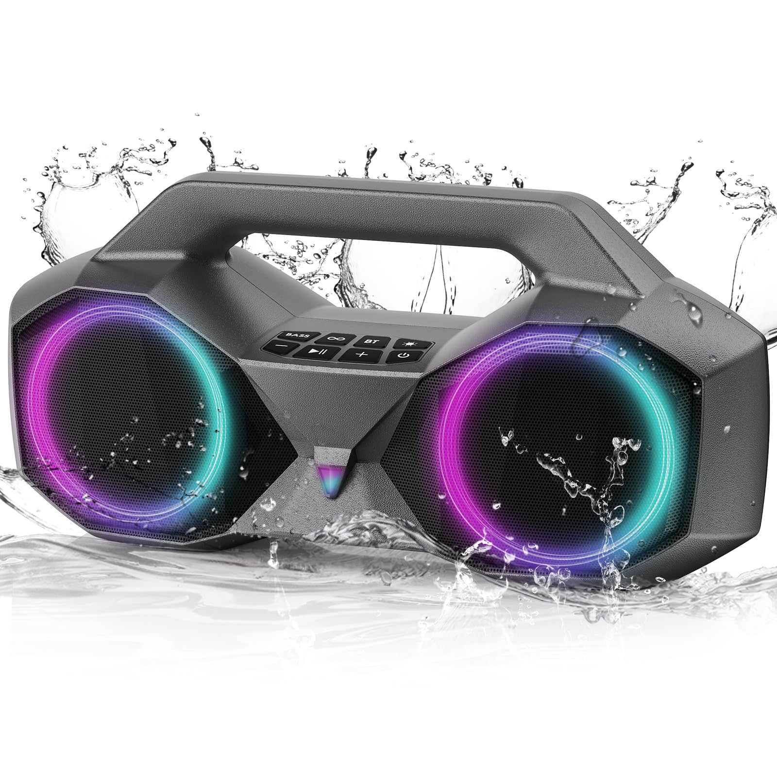 Portable Bluetooth Speaker - IPX7 Waterproof Wireless Speakers with 80W Loud HiFi Stereo Sound, 24H Playtime, Dynamic Light, Deep Bass, Dual Pairing, 5.3 BT for Outdoor, Home, Party, Gifts-OXIMETERBUY