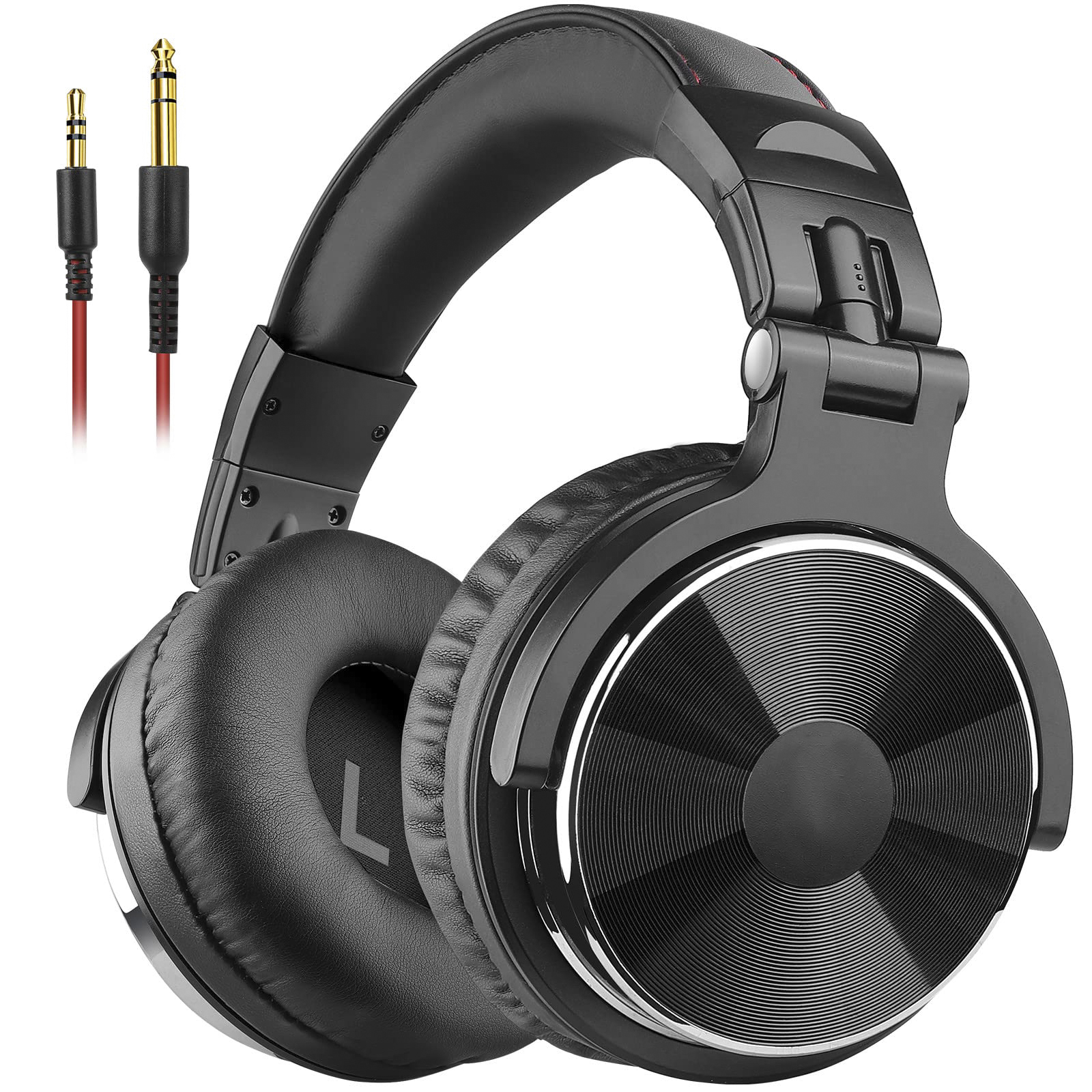 Wired Over Ear Headphones Studio Monitor & Mixing DJ Stereo Headsets with 50mm Neodymium Drivers and 1/4 to 3.5mm Jack for AMP Computer Recording Podcast Keyboard Guitar Laptop - Black-OXIMETERBUY